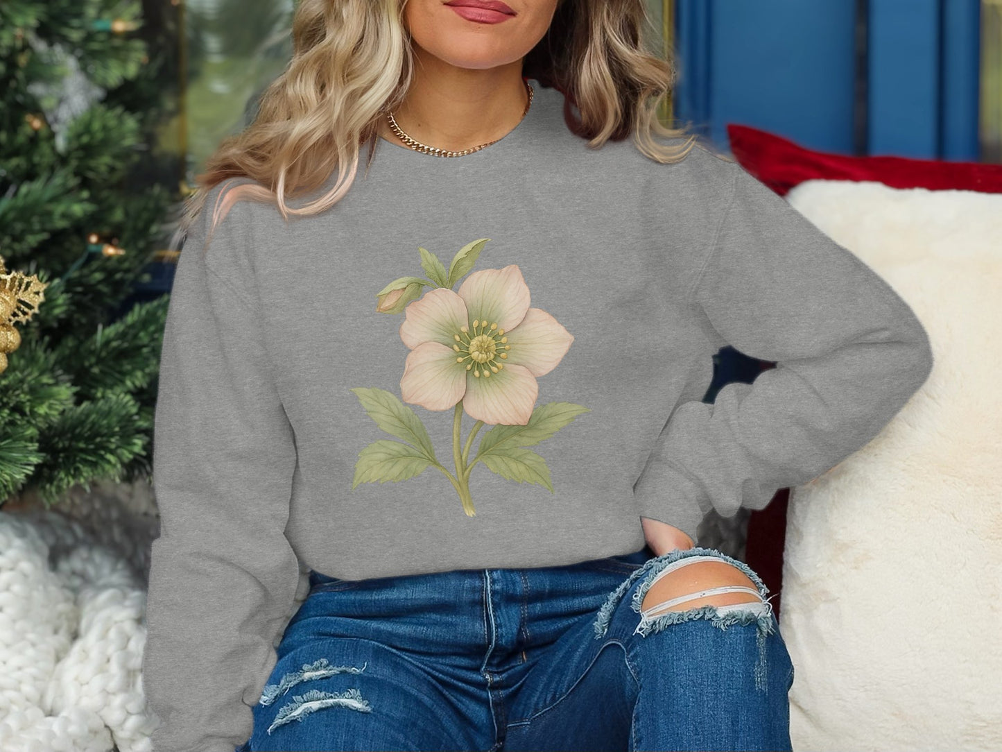 Beautiful Flower Design on Cozy Sweater product