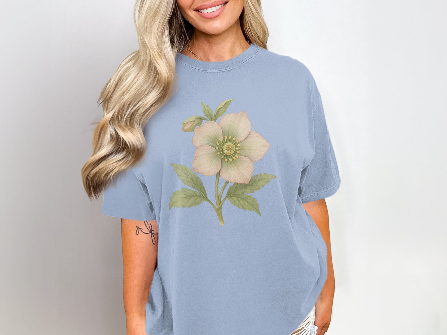 Beautiful Blue Shirt With Floral Print graphic product type