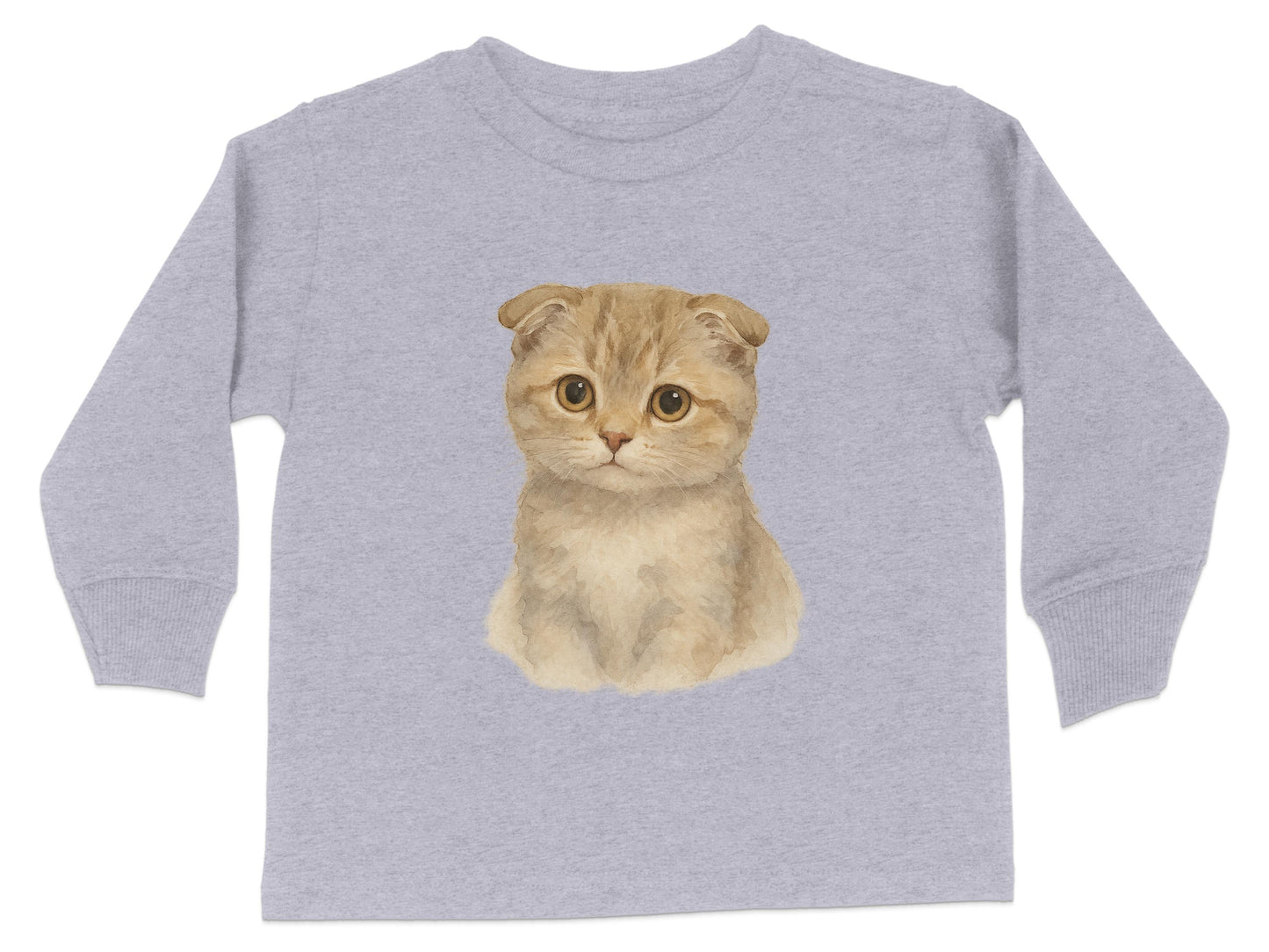Adorable Kitten Print on Gray Toddler Long Sleeve product type