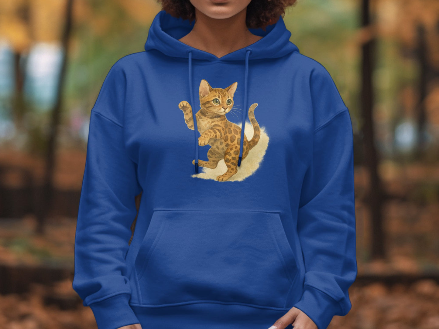 Cute Cat Print Blue Hoodie Sweatshirt product
