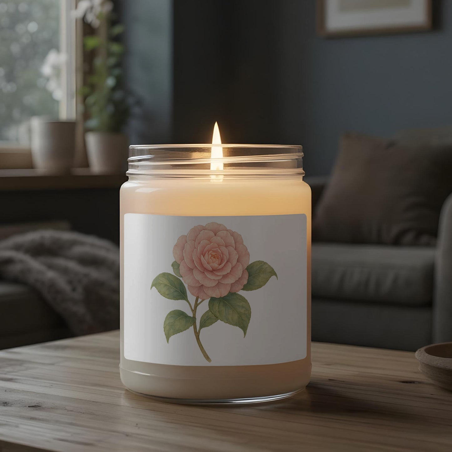 Scented candle with floral decoration candle product