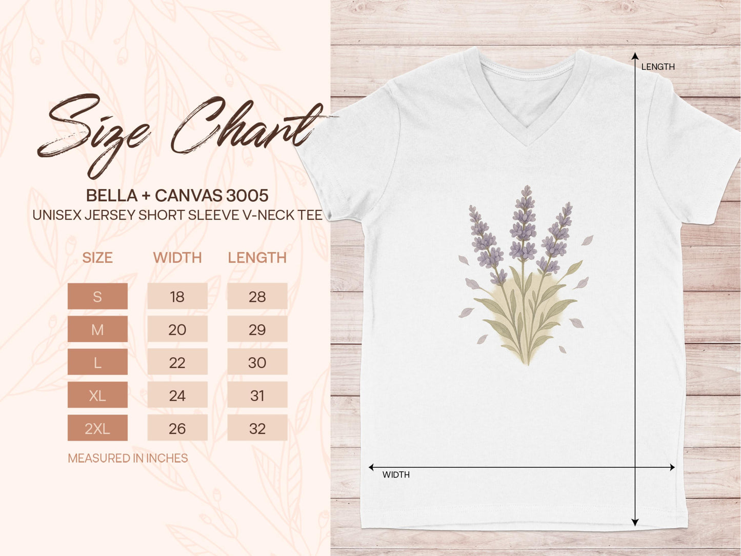 Lavender Floral Design Unisex V-Neck Tee product