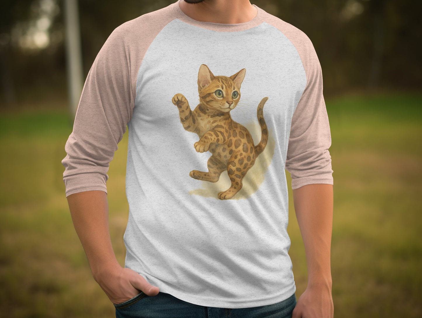Cute Playful Bengal Kitten Baseball Tee product type