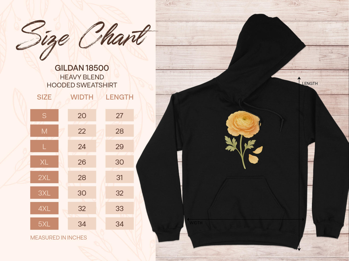 Yellow Flower Design Black Hooded Sweatshirt product
