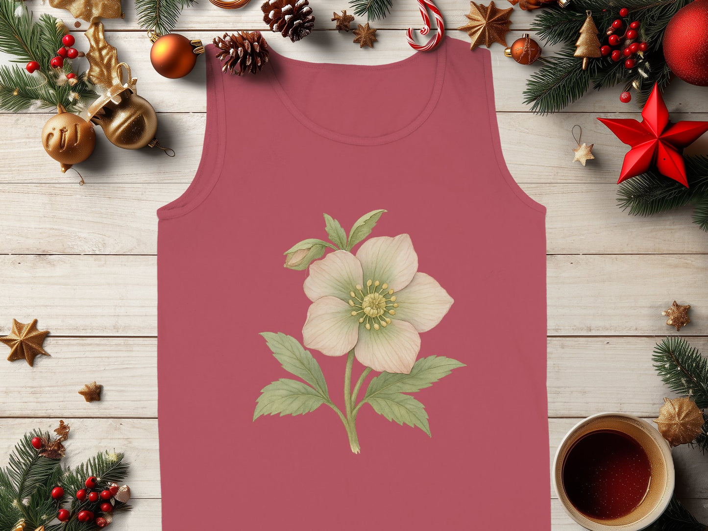 Festive Floral Print Christmas Holiday Tank product type