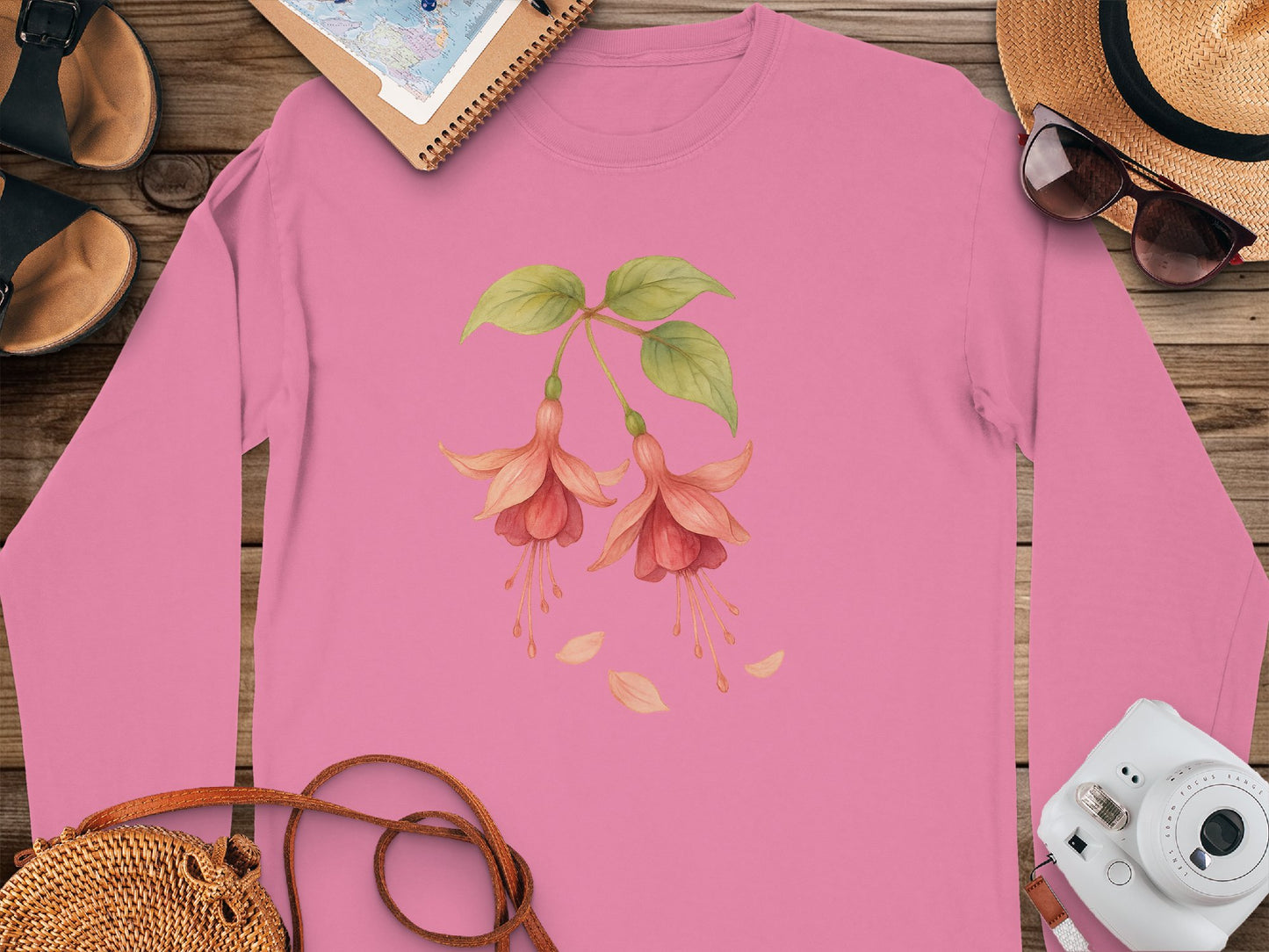 Floral Design on Pink Long Sleeve Shirt product type