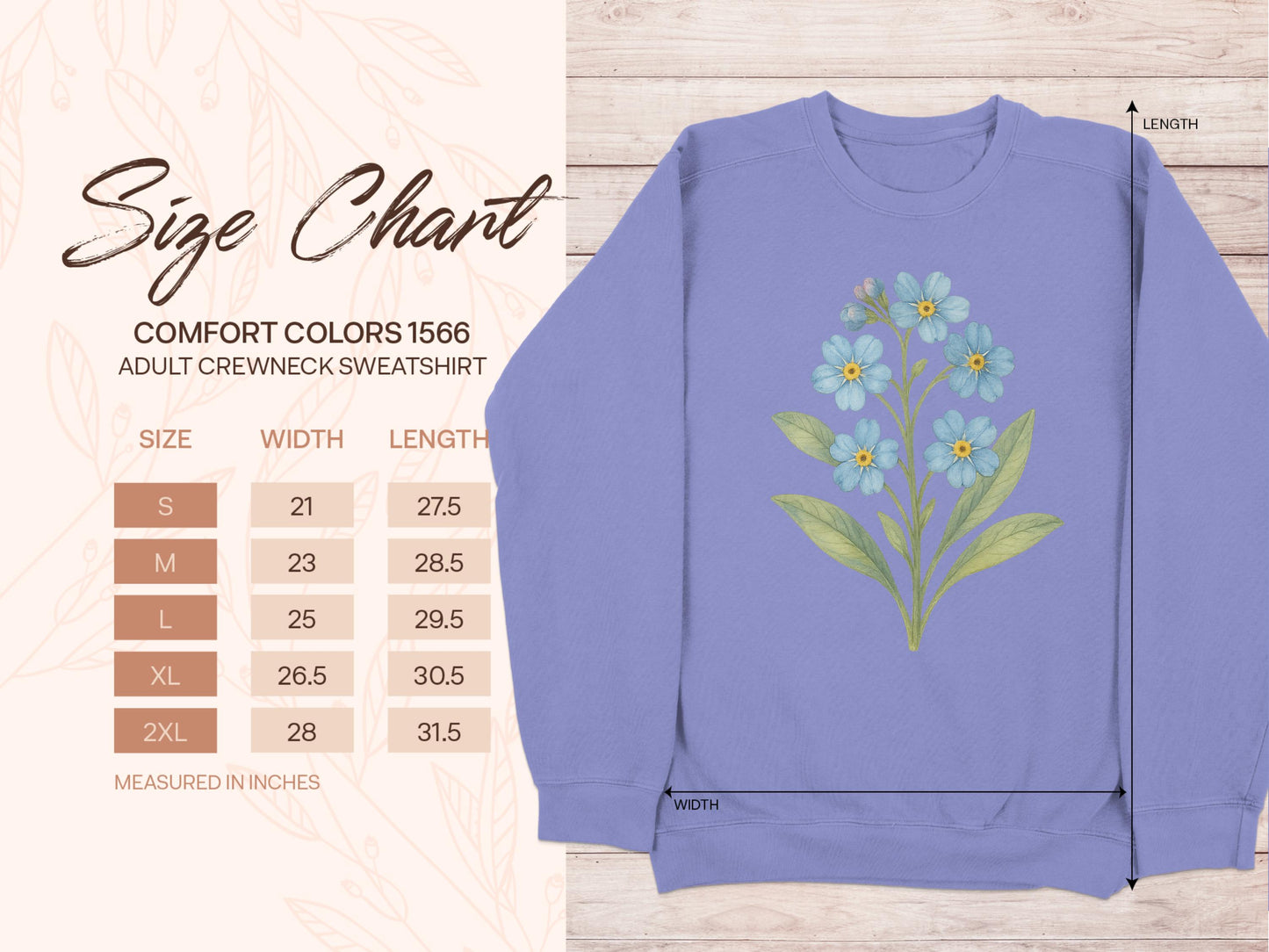 Floral Blue Long Sleeve Adult Crewneck Sweatshirt product