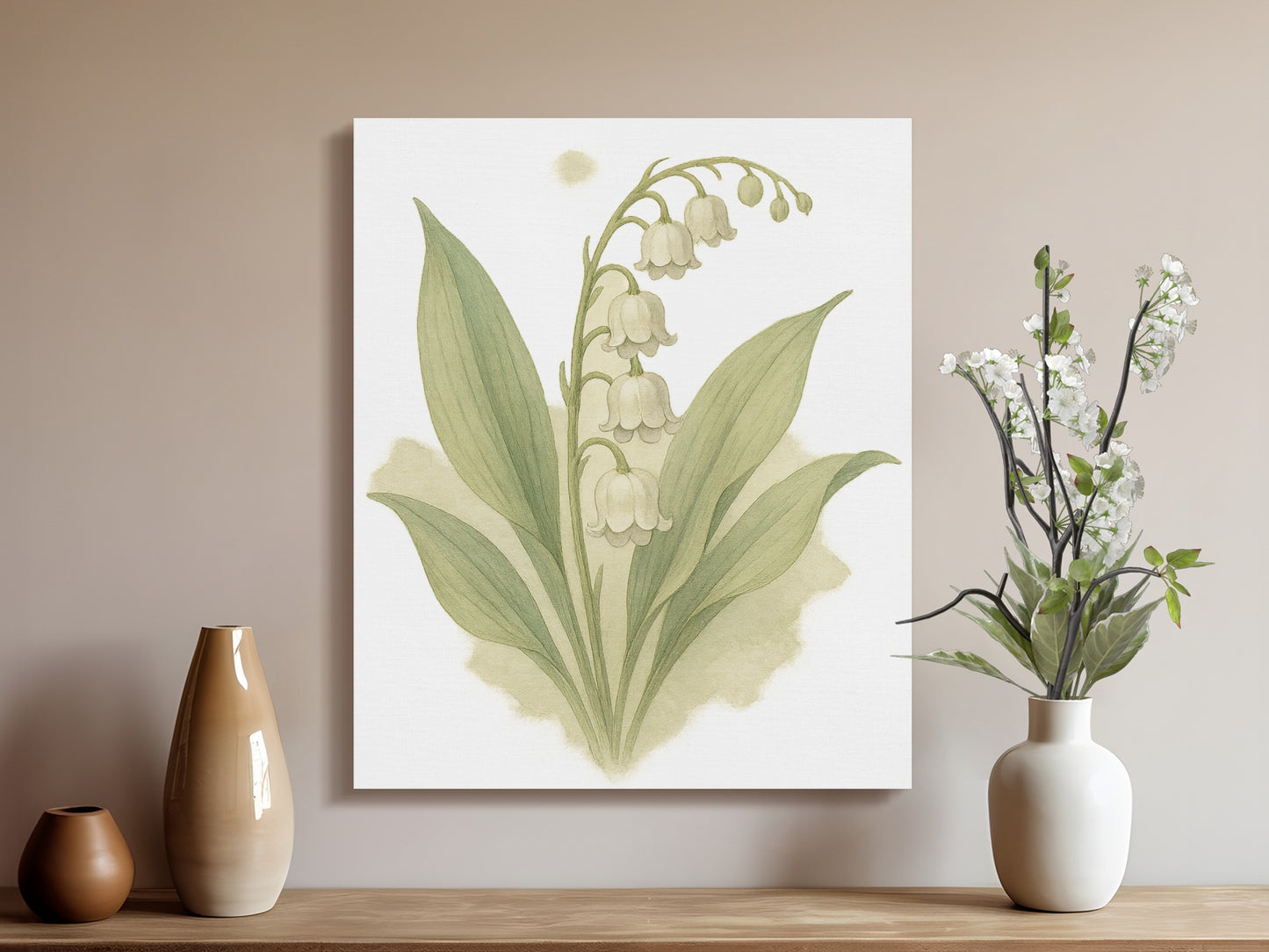 Elegant Botanical Lily of the Valley Canvas Art product type