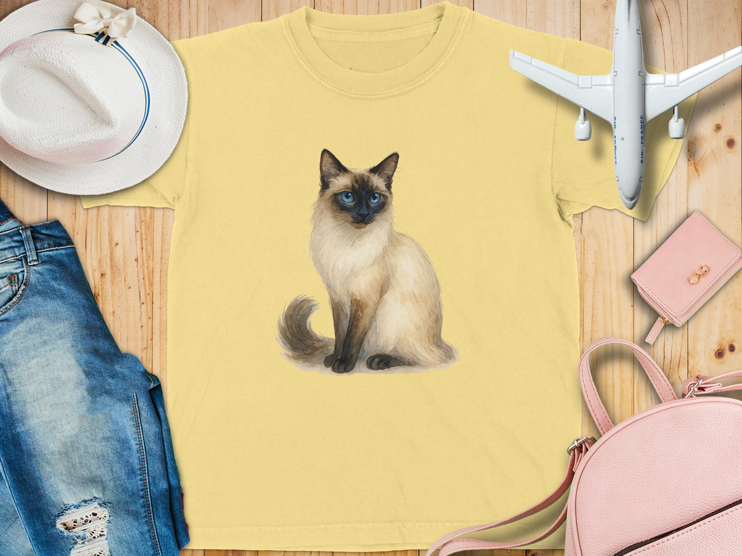 Cute Siamese Cat Graphic Print Casual T-shirt product