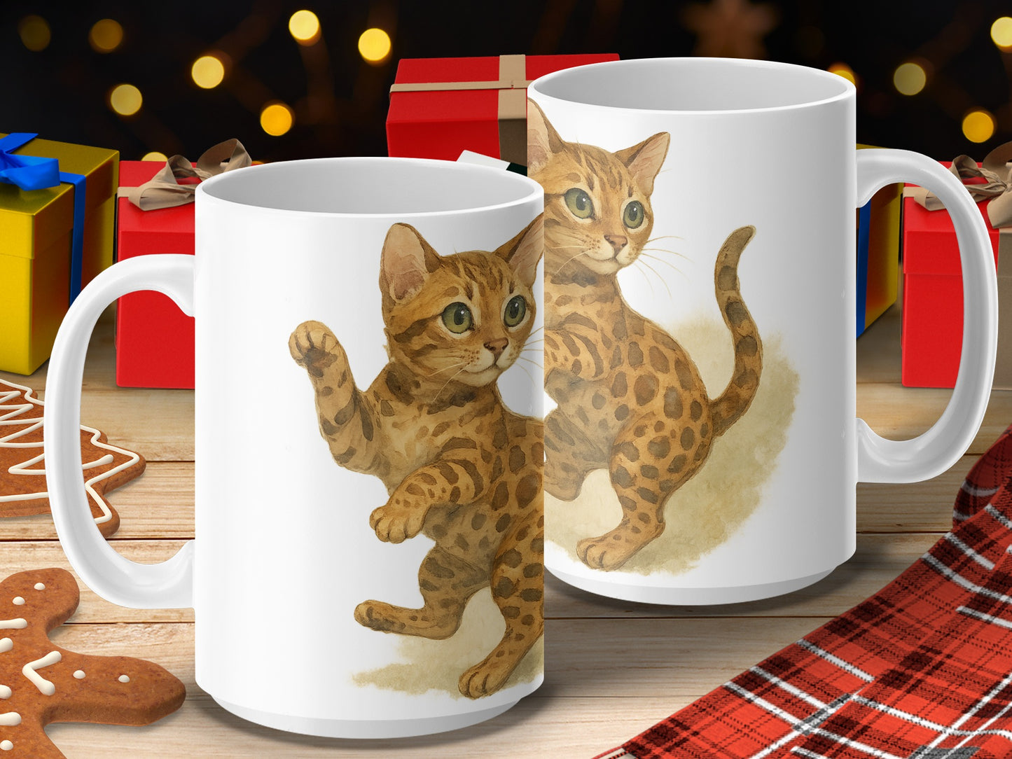 Christmas Gift White Mug with Cute Cat Design product type