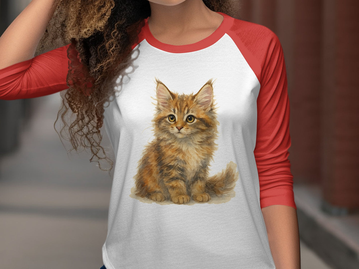 Cute Fluffy Kitten Graphic Baseball Tee product type