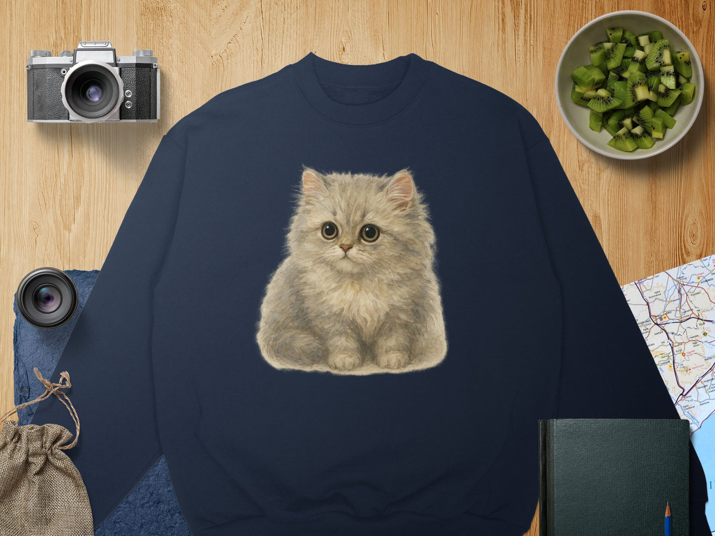 Adorable Fluffy Cat Print on Cozy Sweatshirt product