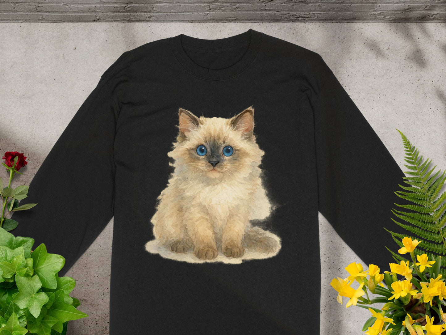 Fluffy Blue-Eyed Kitty Long Sleeve Shirt product type