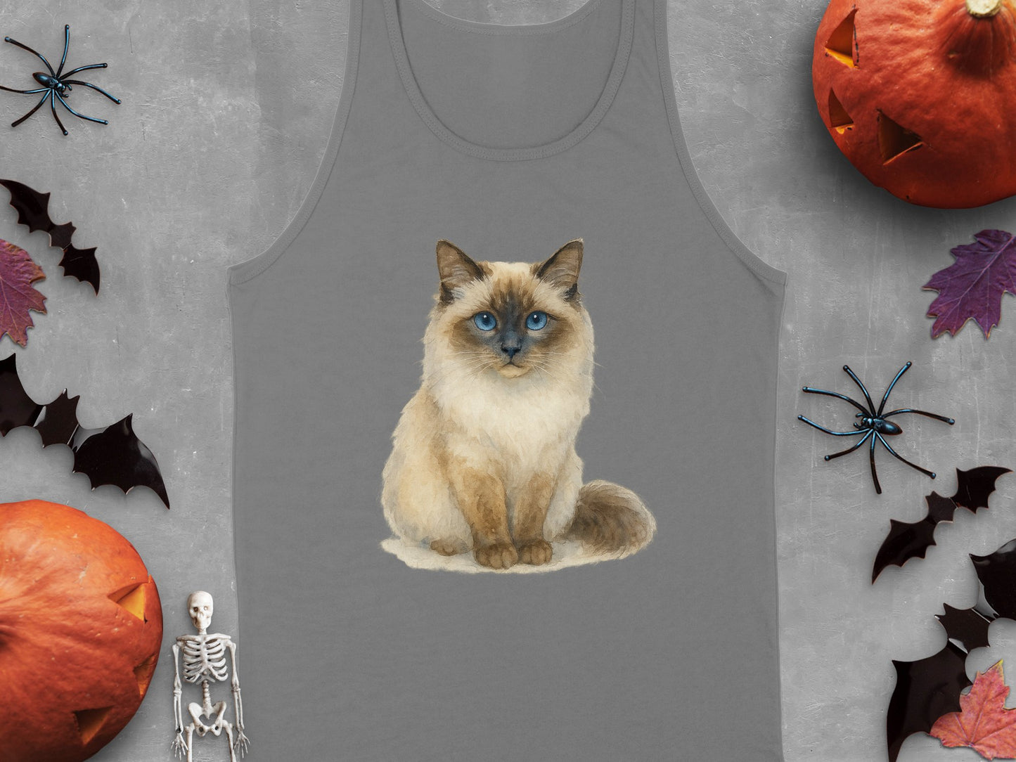 Cute Blue-Eyed Cat Graphic Halloween Tank Top product
