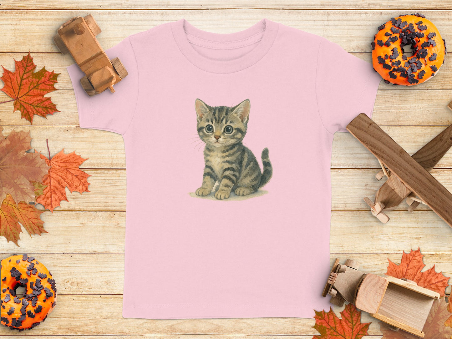 Adorable Kitten Print on Light Pink T-shirt product type
