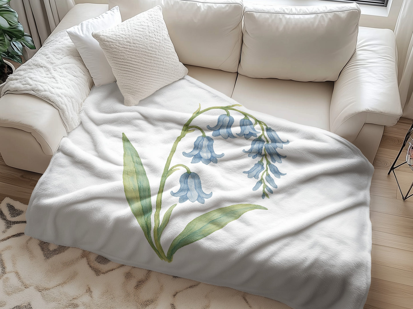 Botanical Bluebell Print Cozy Home Decor Blanket product type