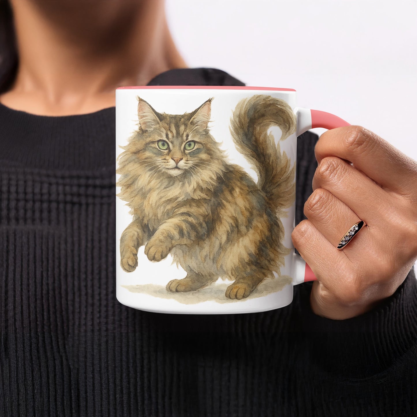 Adorable Fluffy Cat Illustration Coffee Mug product type