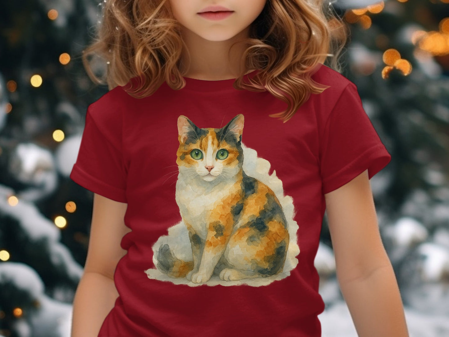 Colorful Cat Illustration on Girls T-Shirt product