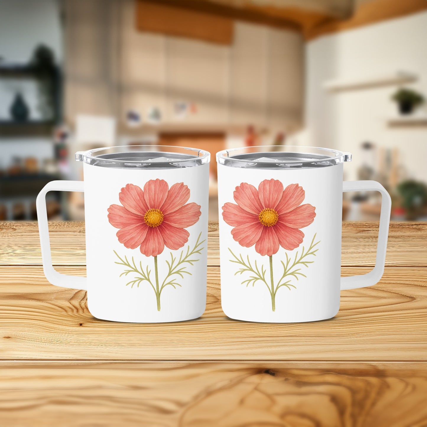 Red Daisy Flower Design on White Mug product