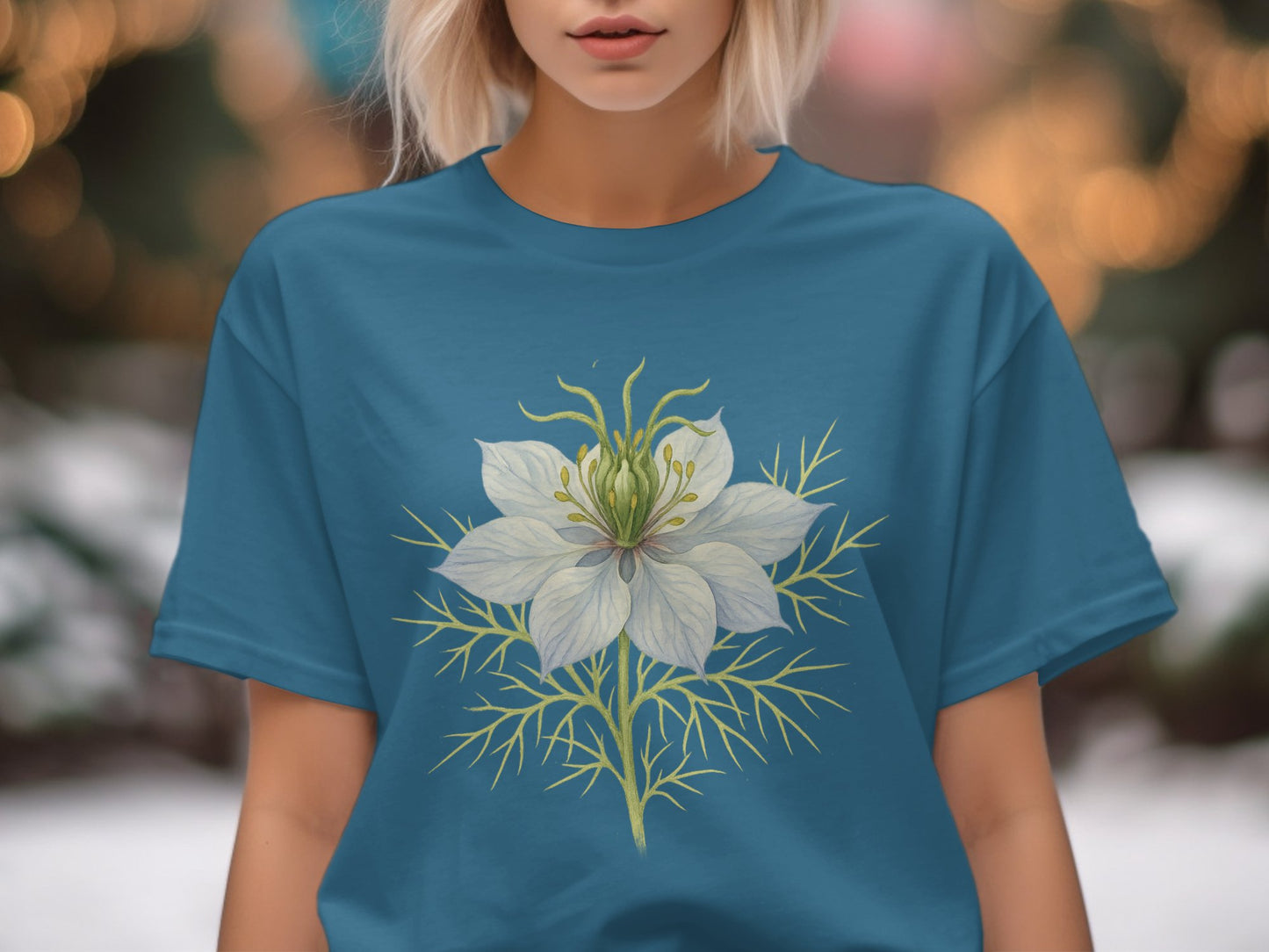 White Flower Art Design T-shirt Unique Fashion Product