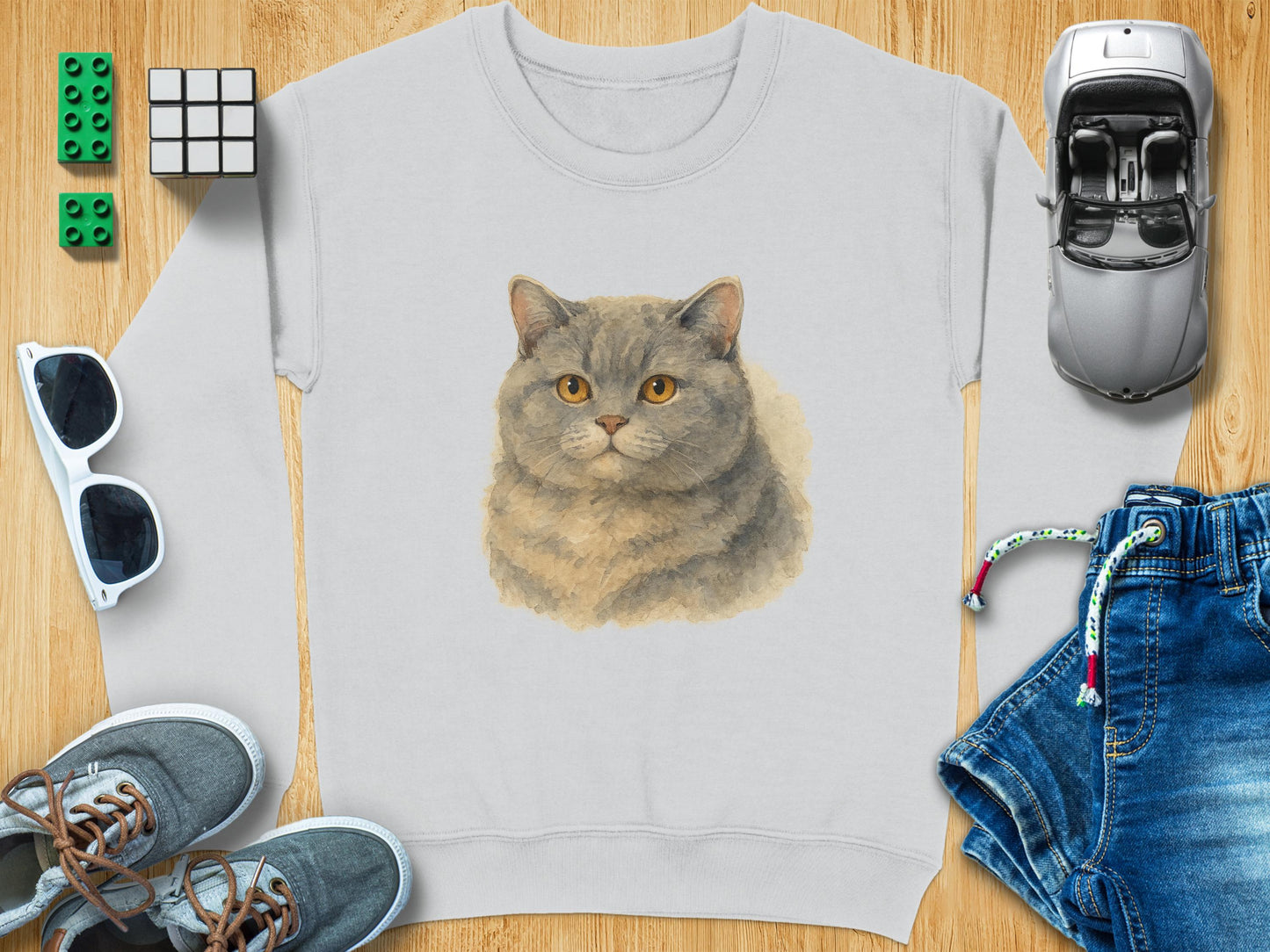 Cute Cat Face Print Grey Sweatshirt product