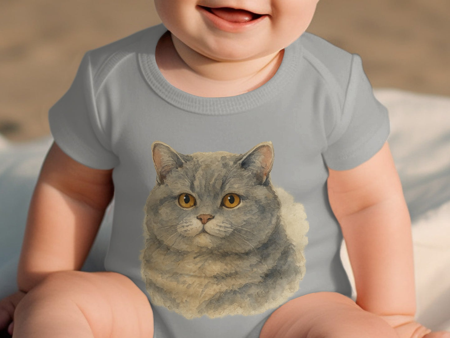 Adorable Baby Bodysuit with Detailed Cat Design product