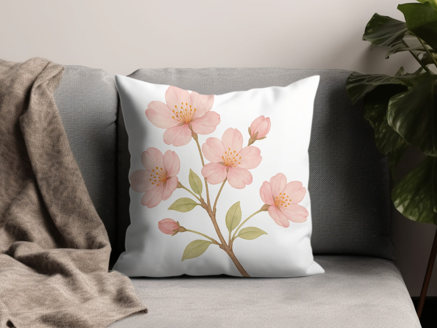 Beautiful Decorative Pink Flowers Throw Pillow product