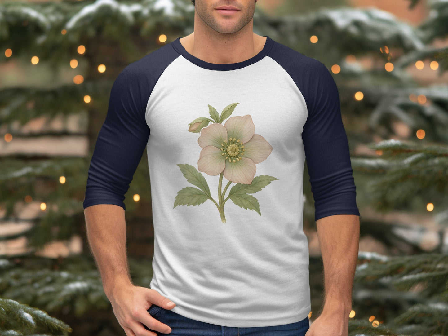 Floral Design Long Sleeve Raglan Shirt product