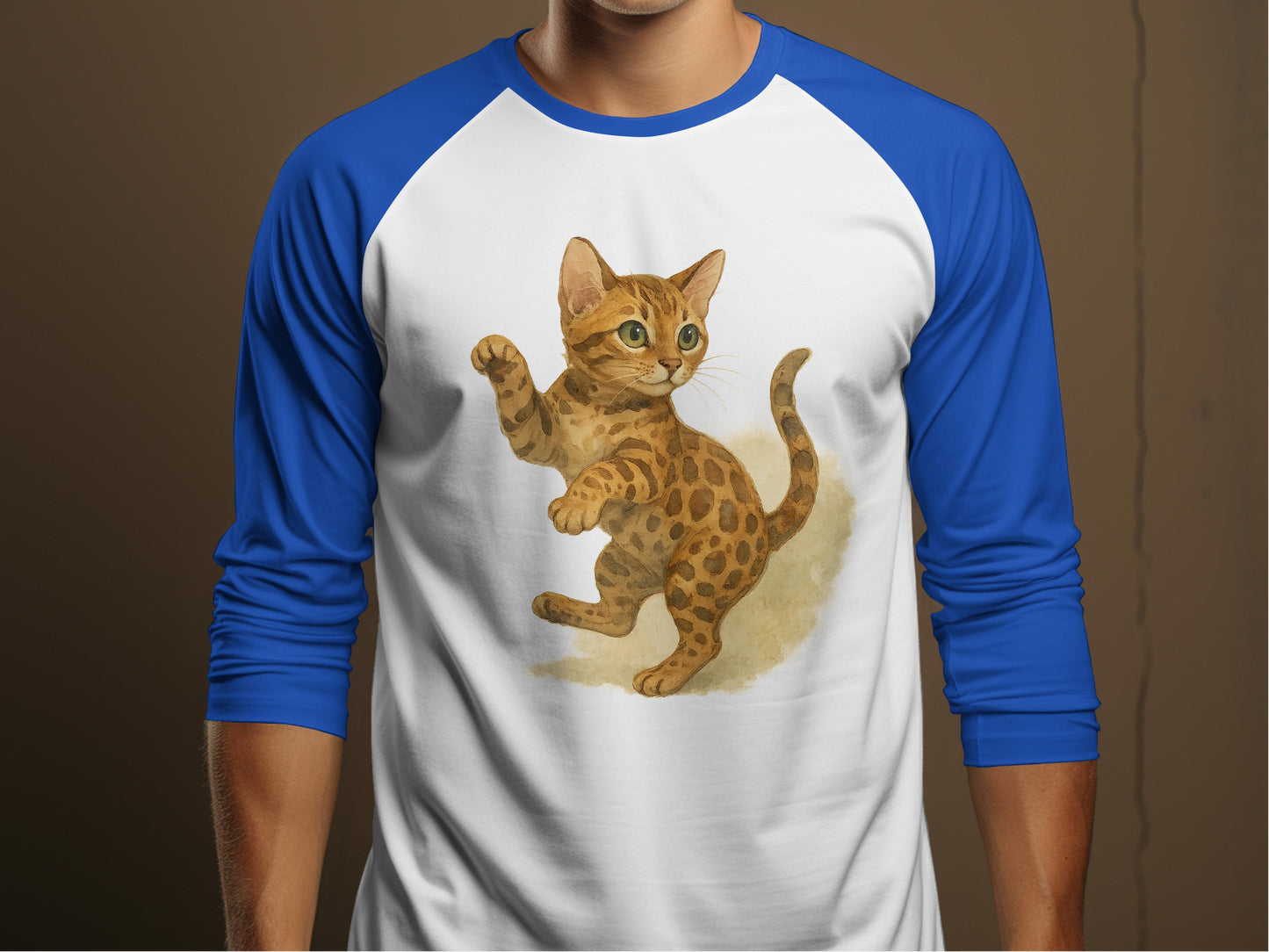 Playful Leopard Kitten Design on Raglan Shirt Product Type