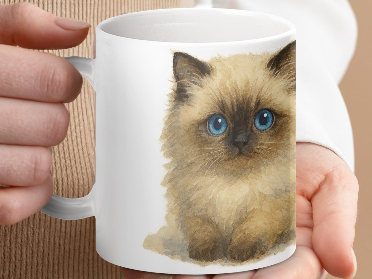 Adorable Blue Eyed Kitten Illustration Mug product type