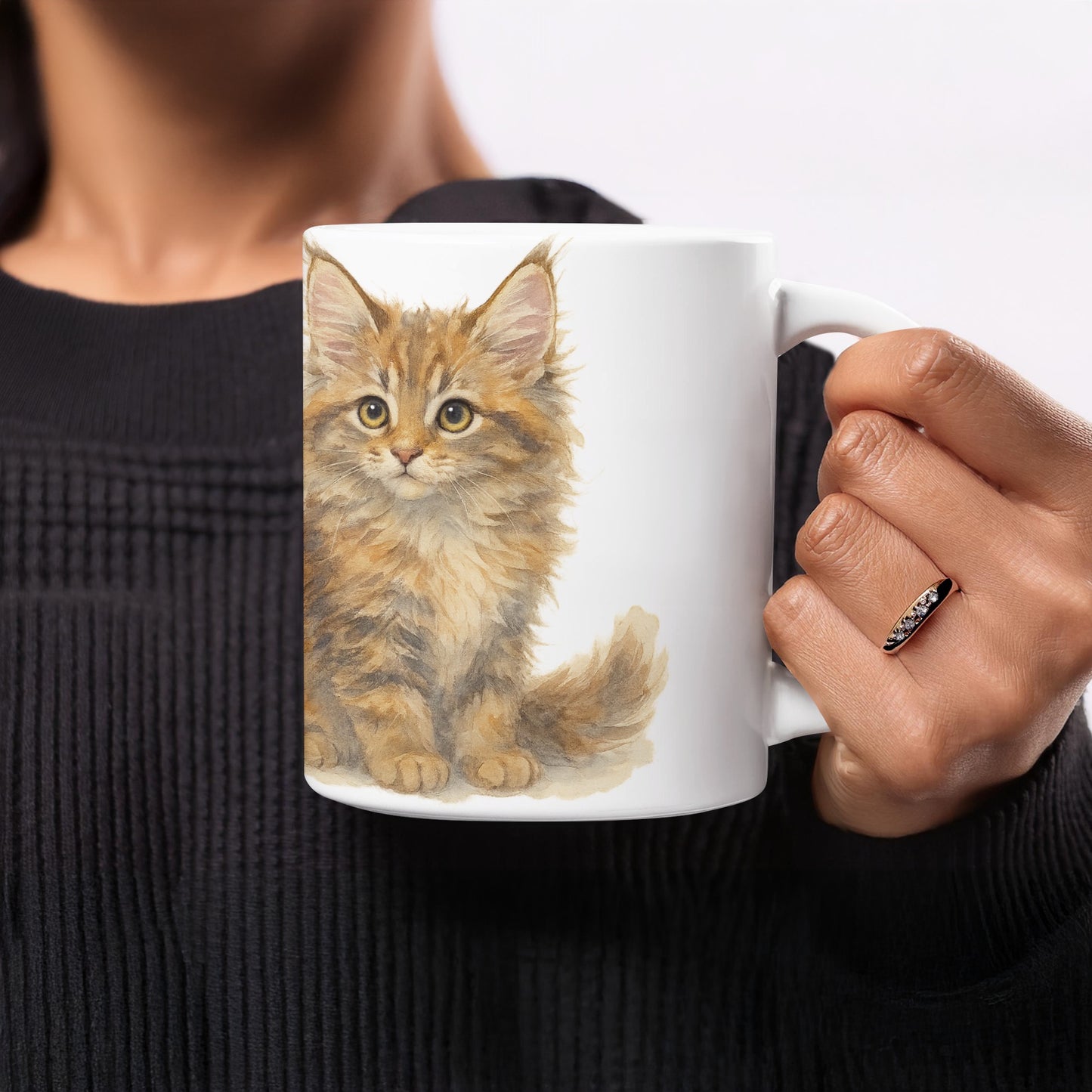 Adorable Fluffy Kitten Print Coffee Mug product