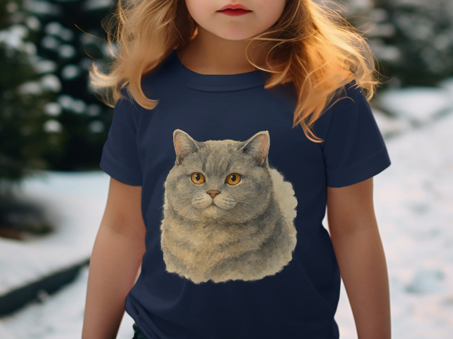 Cute Cat Illustration T-shirt for Kids Casual Clothing Product