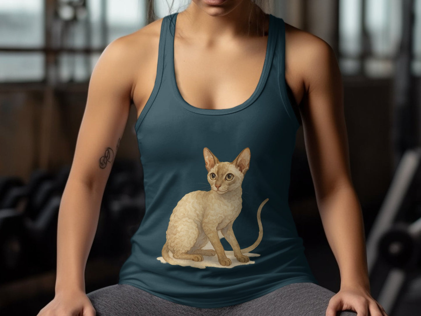 Artistic Cat Design Sleeveless Workout Top product type