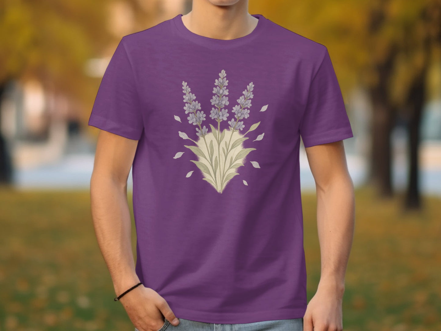Purple T-Shirt with Floral Lavender Design product type