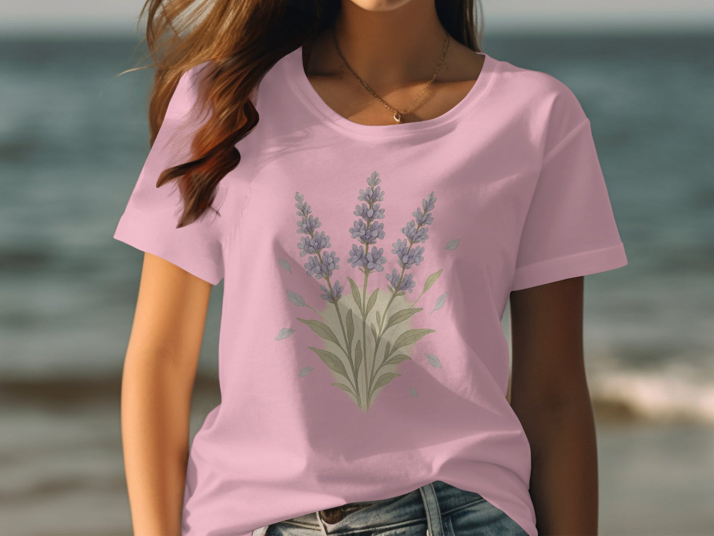 Lavender Floral Graphic Design T-Shirt product type