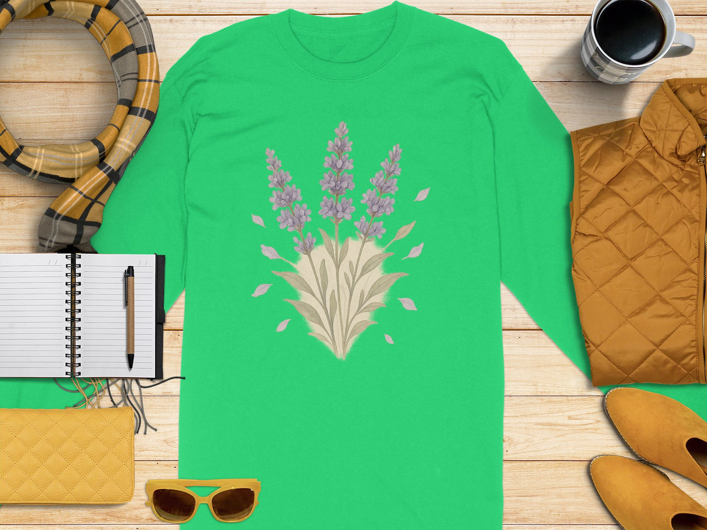 Lavender Bouquet Graphic Print Green T-shirt product type