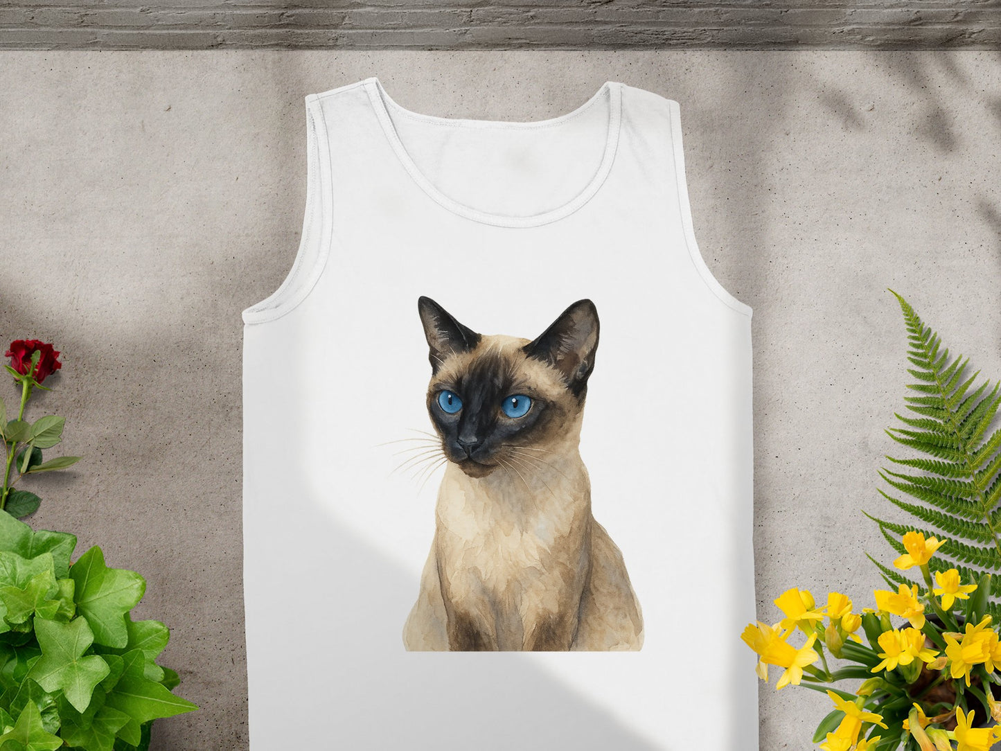 Siamese Cat Graphic on White Sleeveless Shirt product type