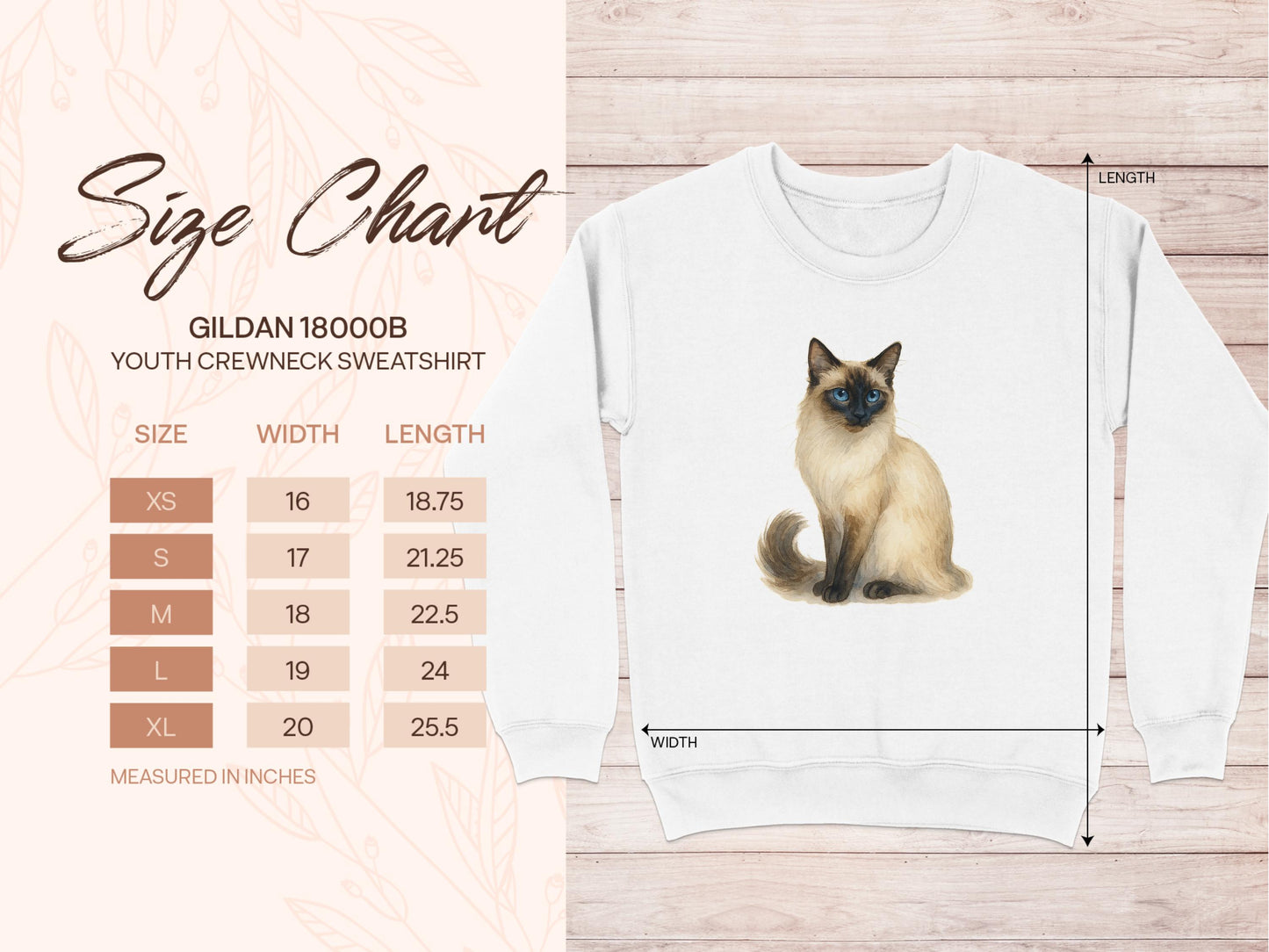 Beautiful Siamese Cat Print Youth Crewneck product
