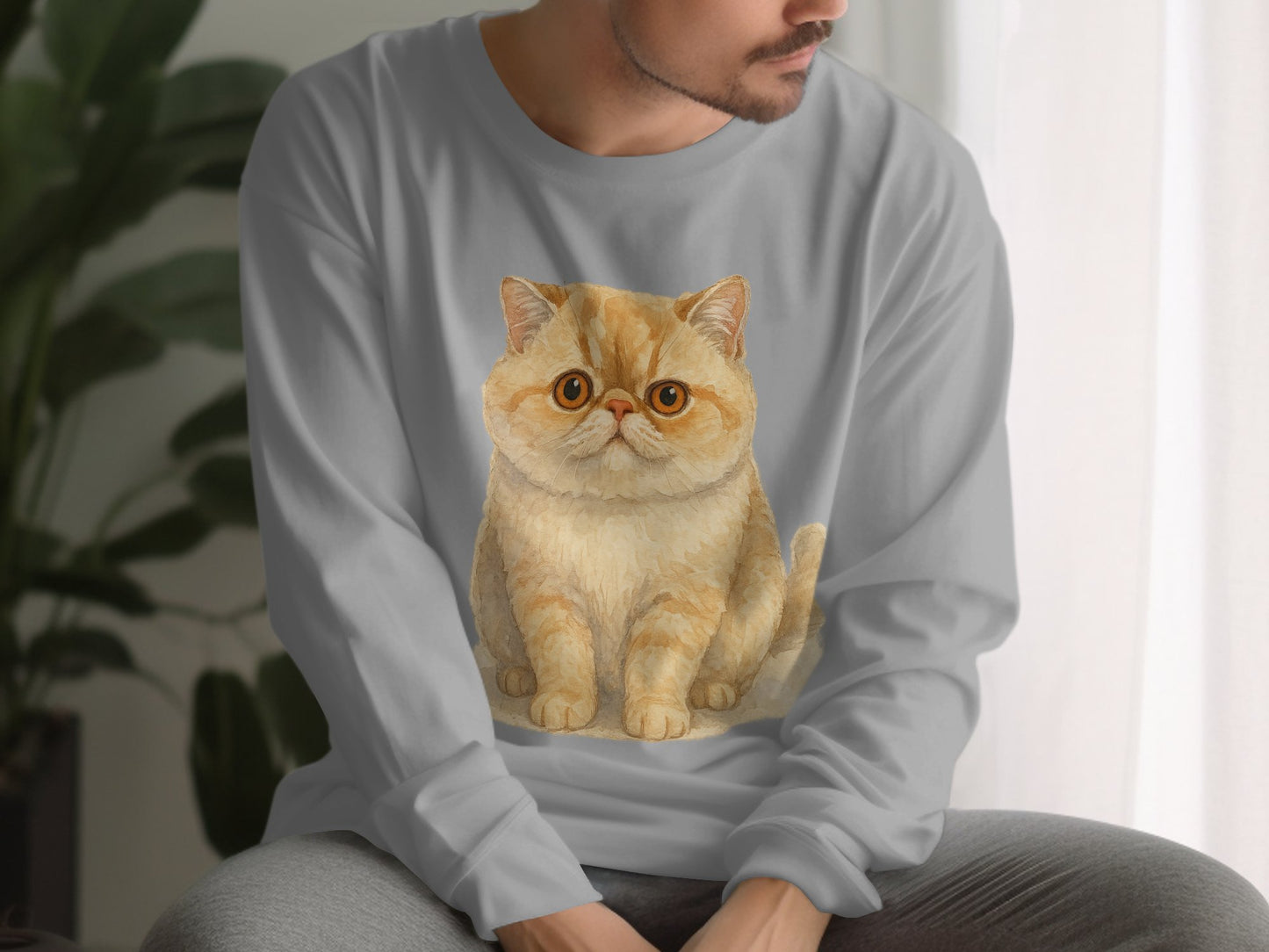 Cute Cartoon Orange Cat Graphic Long Sleeve Shirt Product