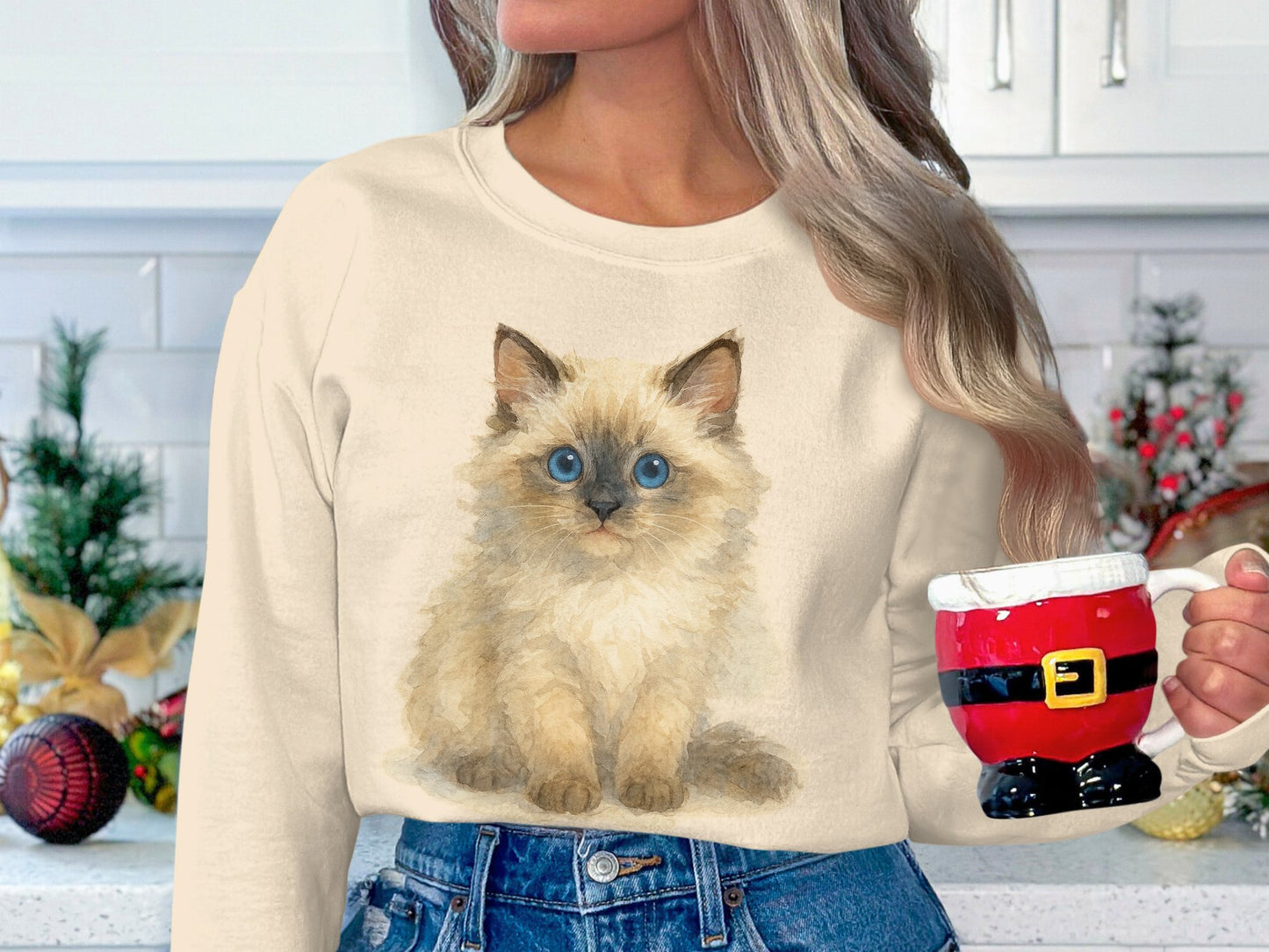 Cute Blue-Eyed Kitten Cozy Sweatshirt Product Type