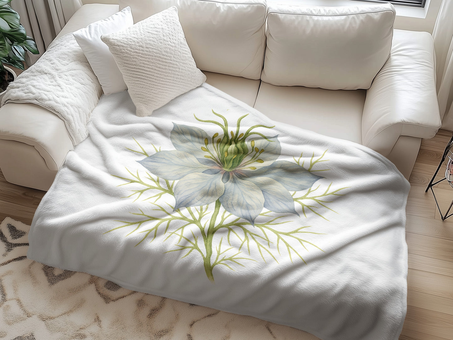 Elegant White Floral Design Cozy Blanket product