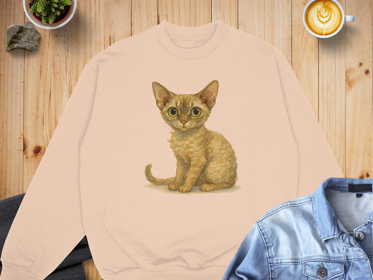 Cute Green-Eyed Kitten Print on Cozy Sweatshirt product type