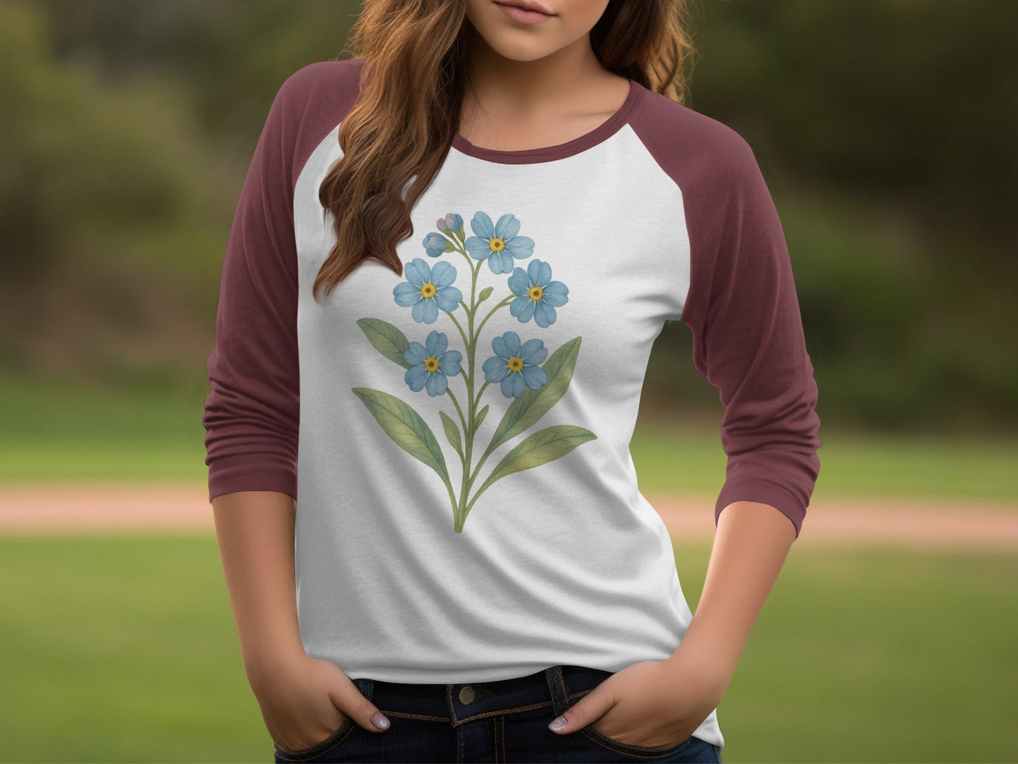 Floral Design Long-Sleeve Raglan Shirt product type