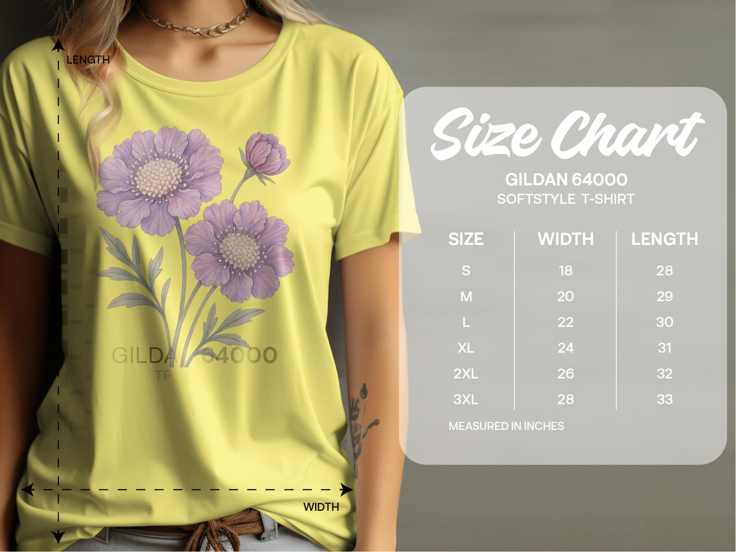 Gildan 64000 Softstyle T-Shirt with Floral Print product type