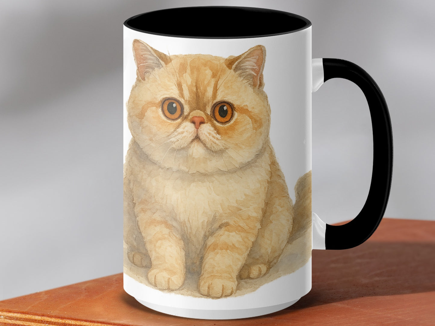 Cute Cat Illustration on Black Handle Mug product