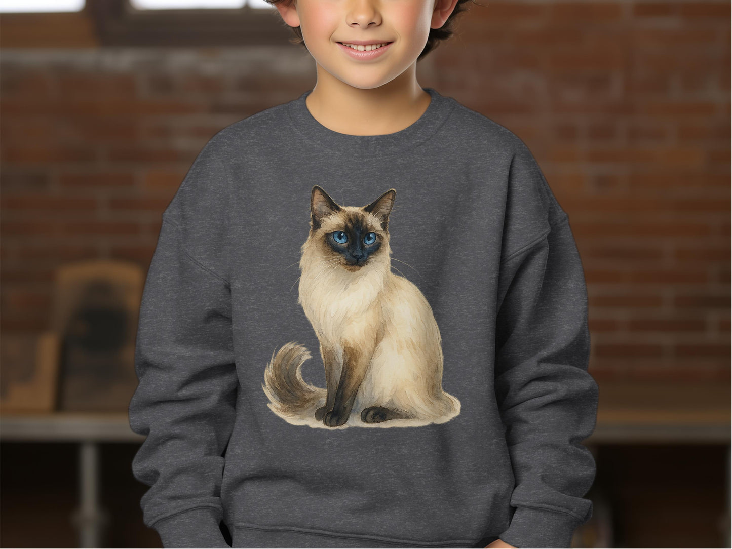 Cozy Sweatshirt with Siamese Cat Design product