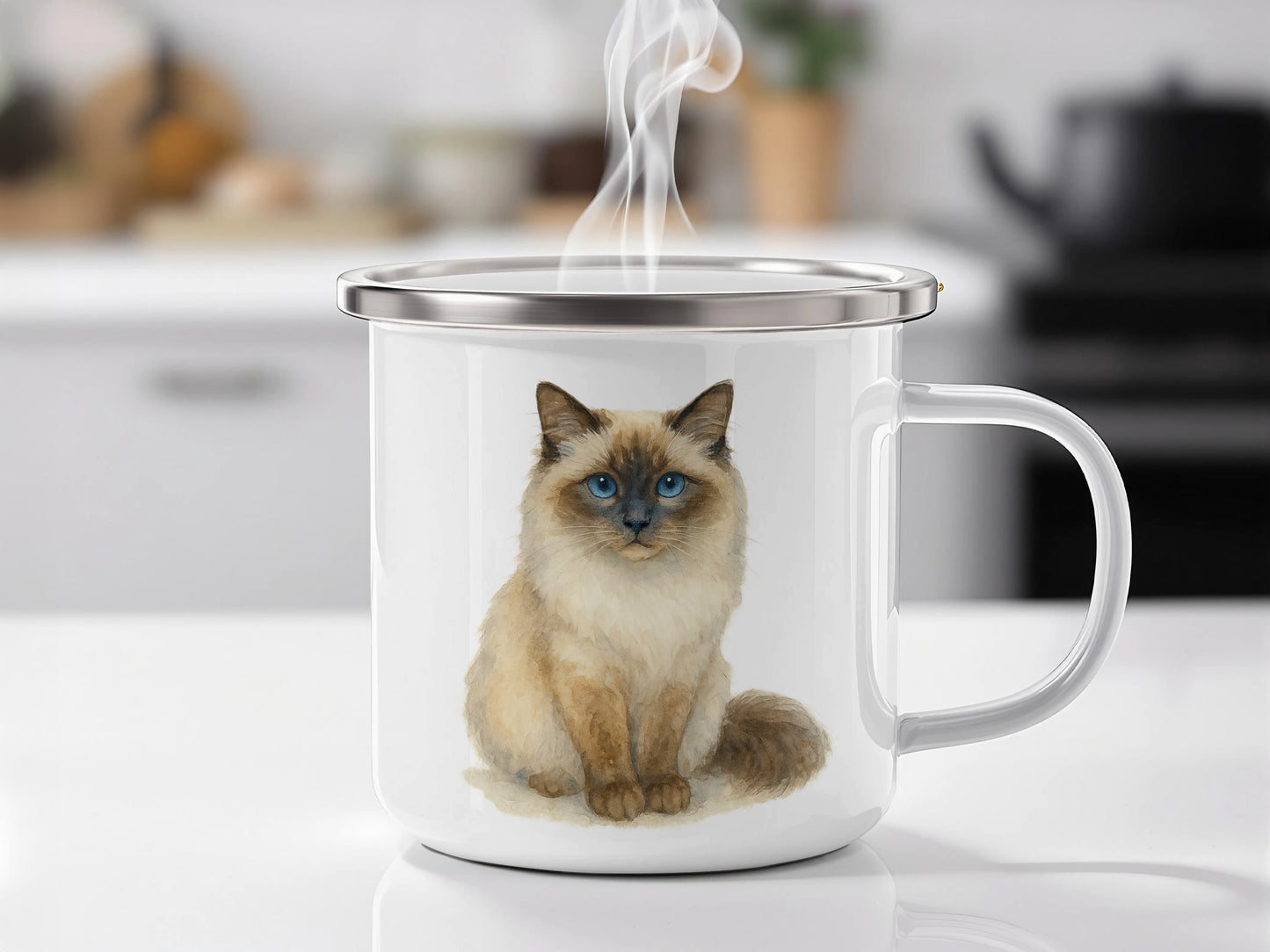 Adorable Cat Design Coffee Mug Hot Beverage Product