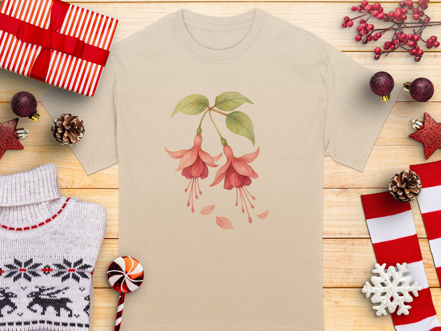 Stylish Floral Artistic Design Graphic T-Shirt product