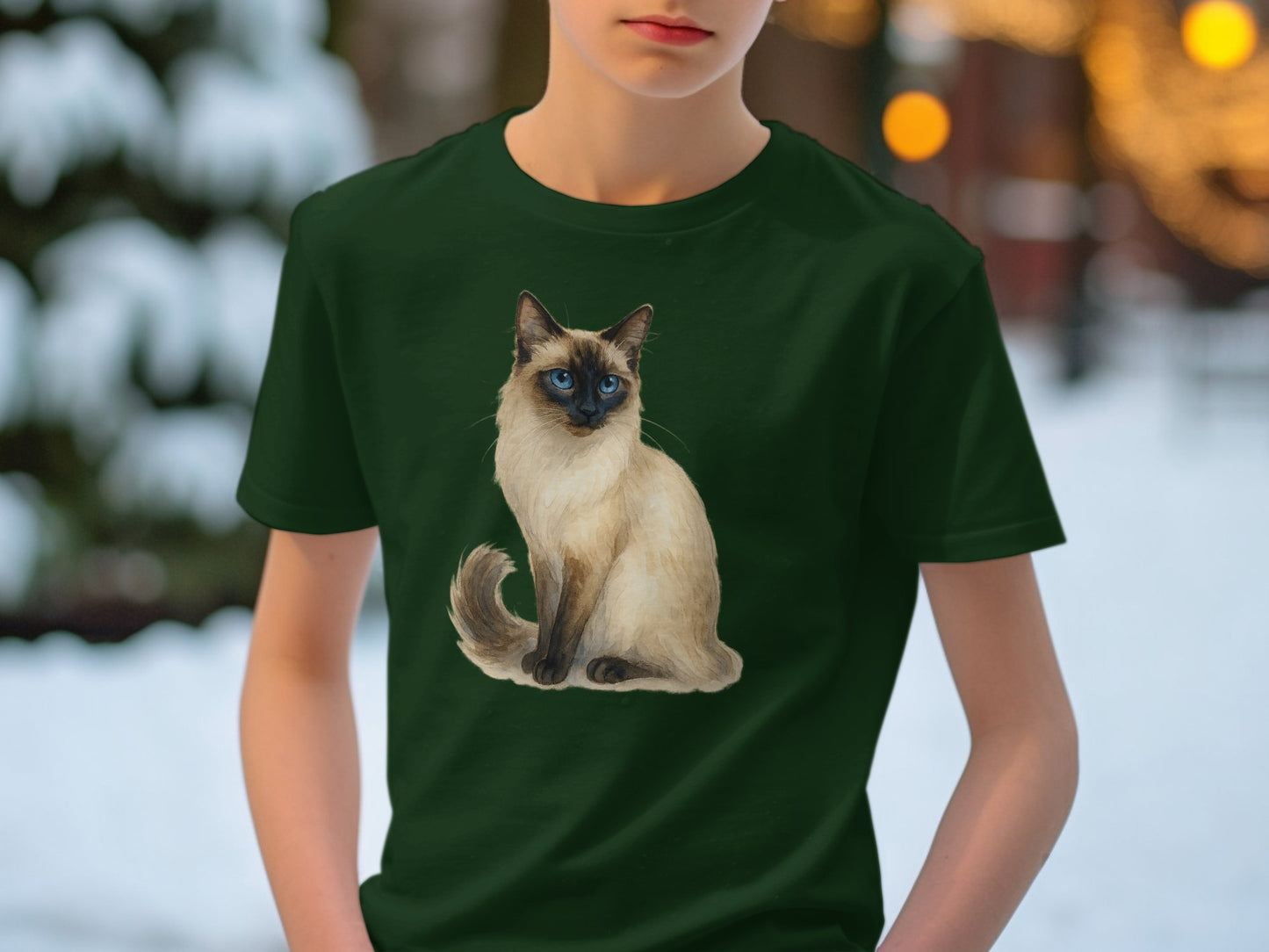 Beautiful Blue-Eyed Siamese Cat Design T-Shirt Product