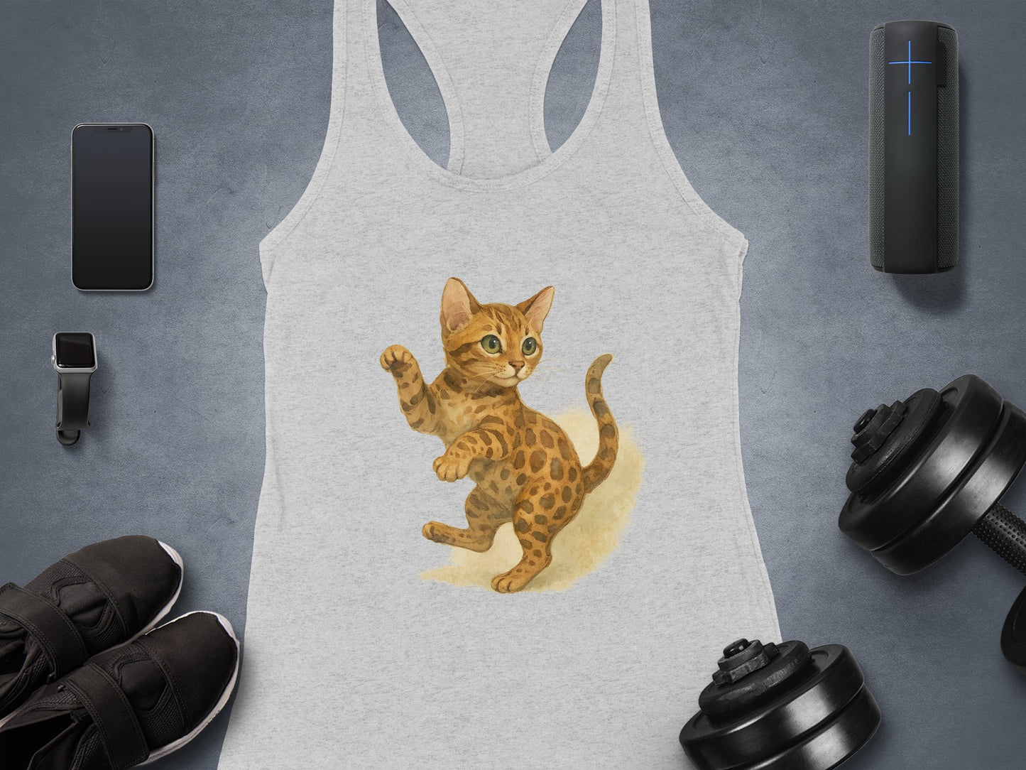 Cute Kitten Printed Grey Ladies' Tank Top product type